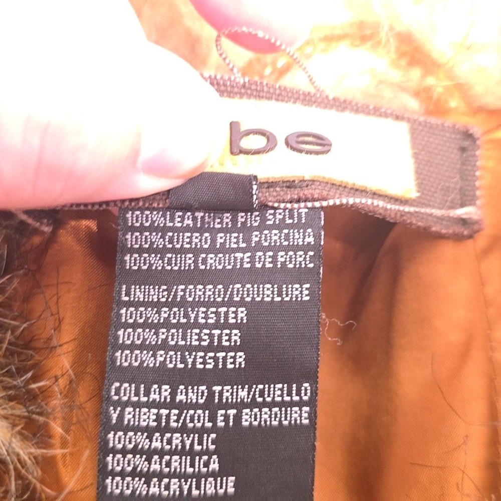 Vintage Y2k Bebe Jacket Women M Brown Suede Leather Faux Fur Trim Penny Lane - Picture 5 of 7